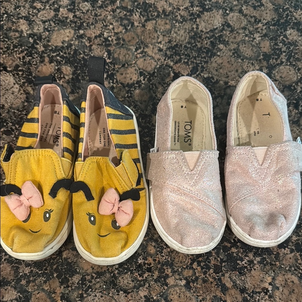 Toms Pink and Yellow Sneakers with Playful Designs